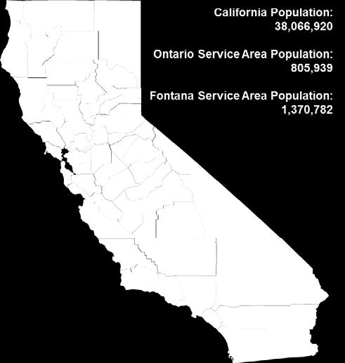 population in the KFH-Fontana/Ontario Medical Center Service Areas and about 10% of the population in both service areas is over age 65.