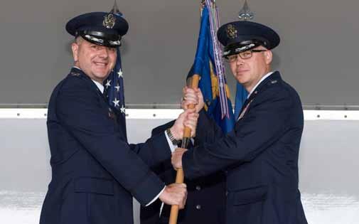 Justin Dahman, the incoming commander of the 6th OSS during an assumption of command ceremony at MacDill Air Force Base July 13.