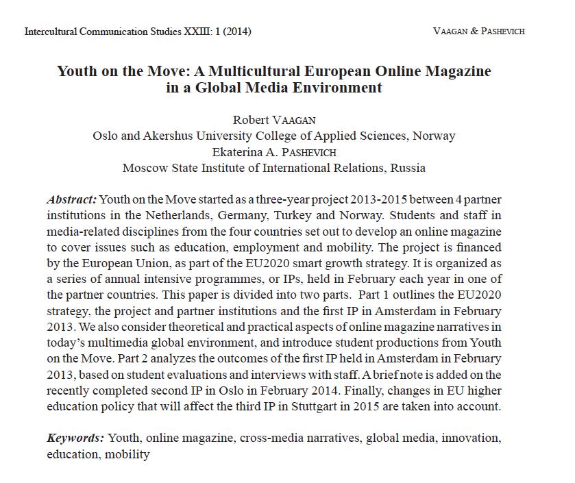 EU/IP 2011-14: Youth on the Move: Media innovations across borders SWAP