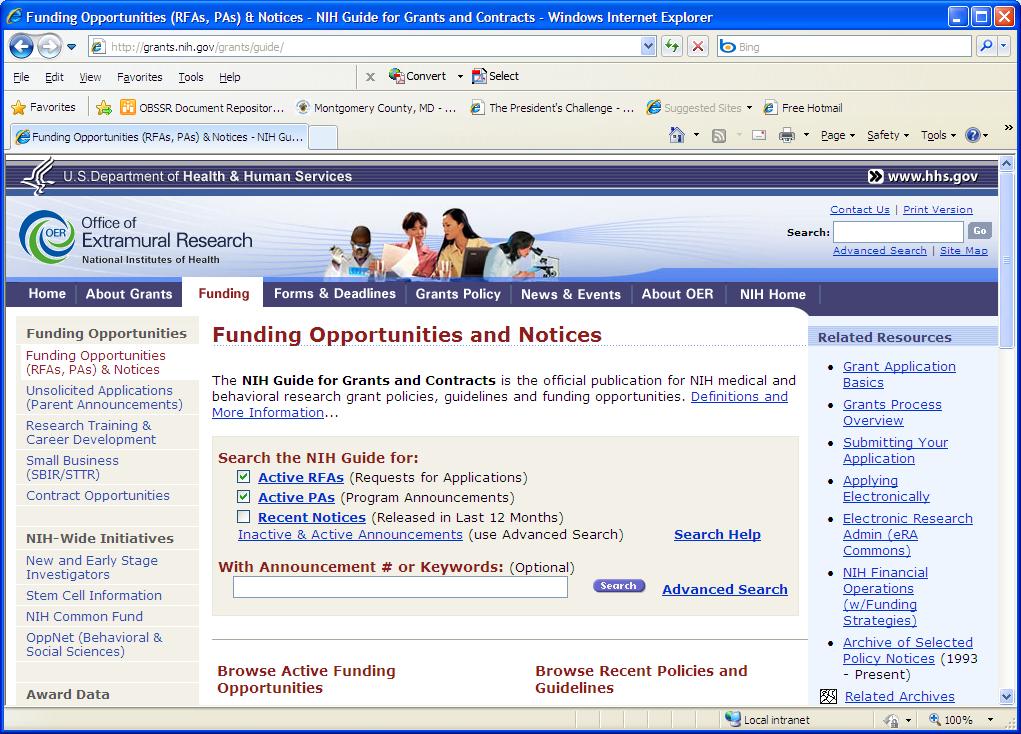 Funding Opportunity Announcements The NIH Guide to Grants