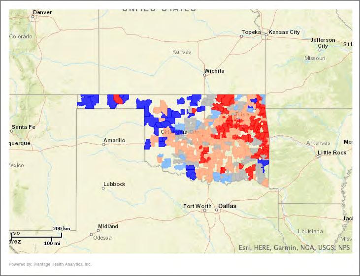 Rural Health Disparities Vary within Oklahoma Opioid and other Drug Overdose Population over 65 LEGEND Population