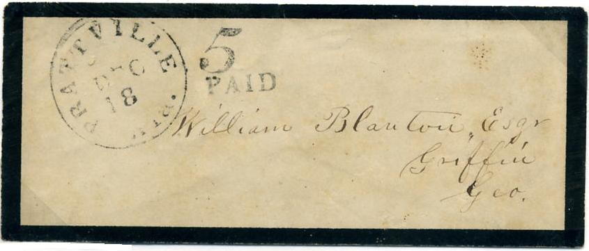 POSTAL RATES 5 CENTS STAMPLESS Initial Confederate postal rates were distance