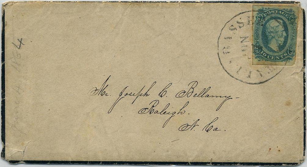 POSTAL RATES 10 CENTS with STAMPS Issue of 1861 printed by Hoyer and Ludwig 29 July 1862: