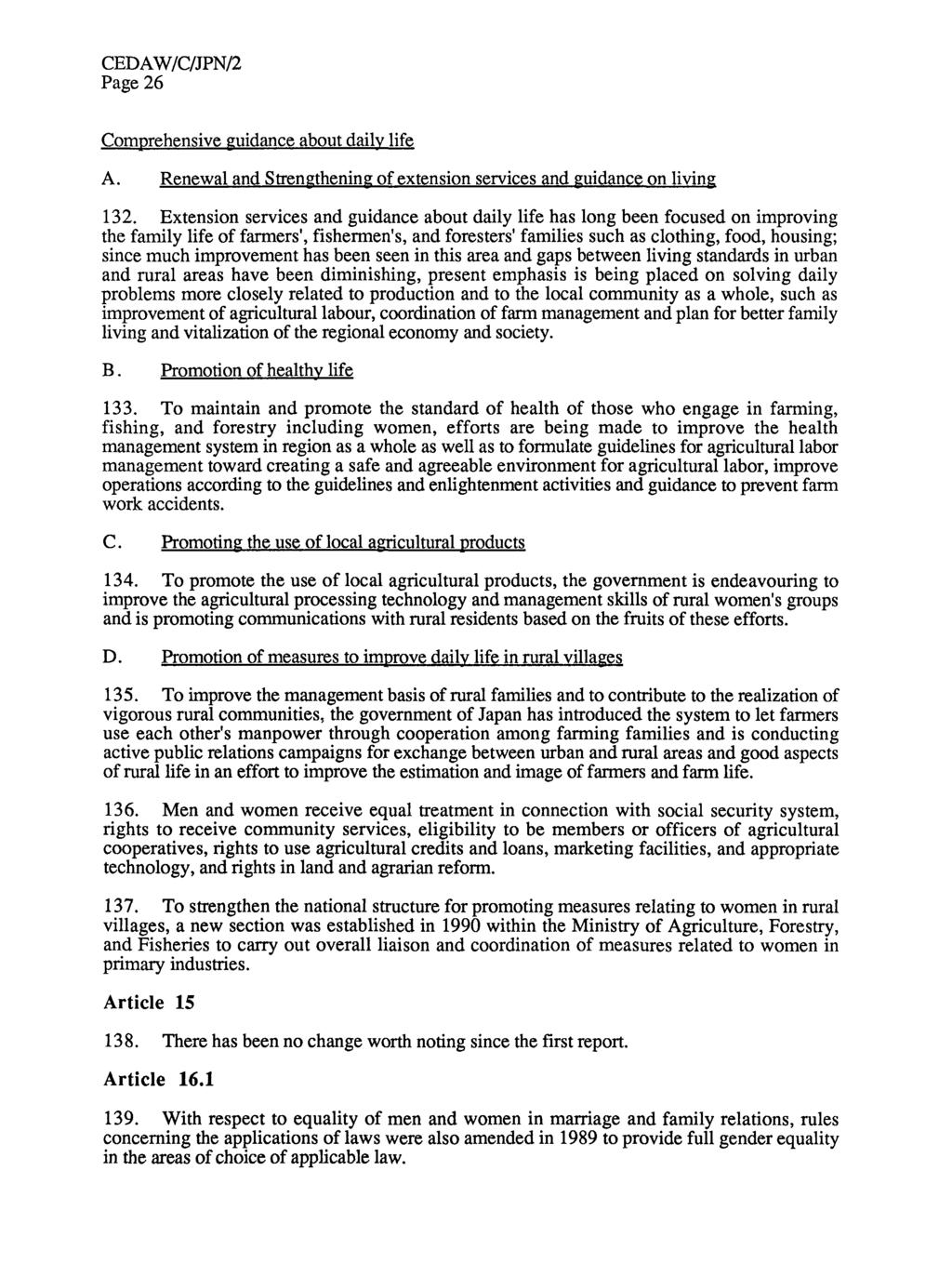 Page 26 Comprehensive guidance about daily life A. Renewal and Strengthening of extension services and guidance on living 132.