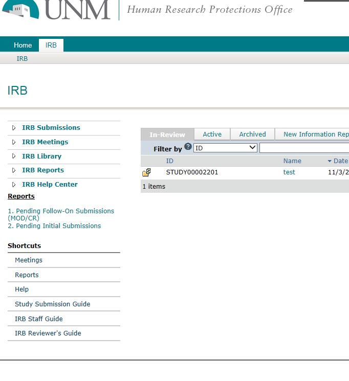 On the left side of your workspace you will have some buttons that will help you: The IRB Library is the place that contains all IRB documents: forms,