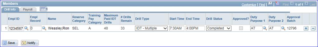 Locate the appropriate member and then click the Drill Status drop-down and make a selection.