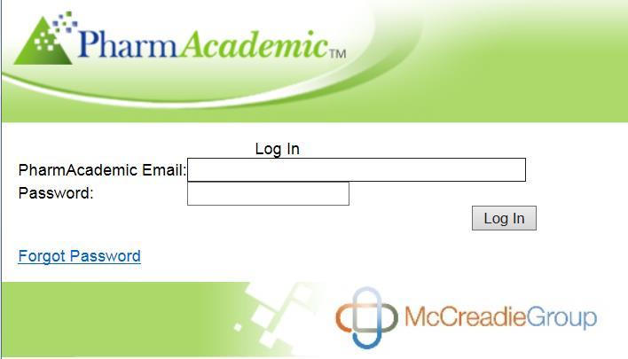 PharmAcademic: Login/Change Password Steps for logging in to PharmAcademic: 1. Click on a link to PharmAcademic in an email message sent to you, or type http://www.pharmacademic.