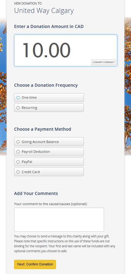 can make a one-time donation or choose to make a recurring donation via