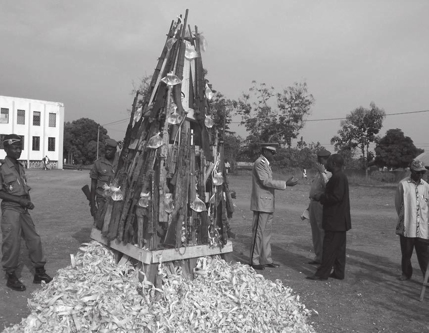 Weapons to be incinerated by the head of state in an official disarmament ceremony, Bossangoa, Central African Republic, December 2004. Photo: M. Nzengou, UNDP/Bangui rating warring factions.