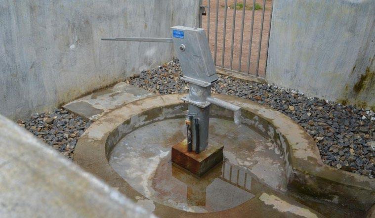 The newly restored water pump at Benguima Grassfeld MCHP.