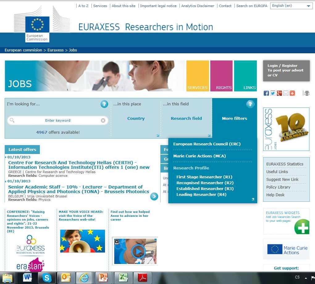EURAXESS Service Network for Researchers Moving to and from