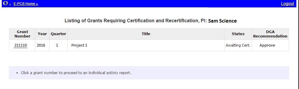 Certify Effort EPCS will provide a list of effort reports needing review and approval.