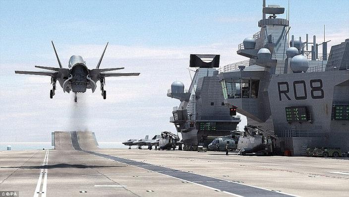 Until then however the ships, which each have 4-acre hangar decks, will carry helicopters. Sea trials are expected to begin next year, the Royal Navy's website predicts.