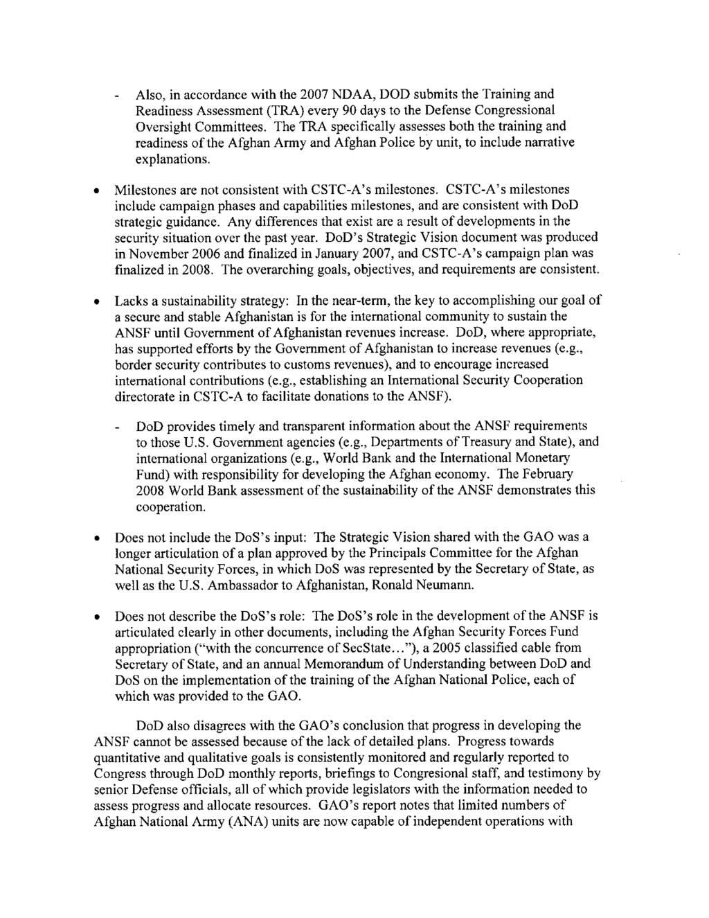 Appendix IV: Comments from the Department of Defense See comment 2.