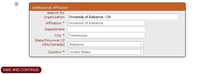 You may add a secondary affiliation for the first author by clicking Check box to add a different affiliation.