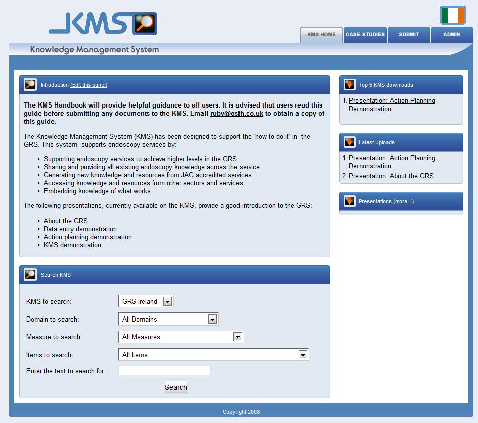 An overview of the KMS Searching Share your documents today Policies and guidelines Audit tools Useful links Sample