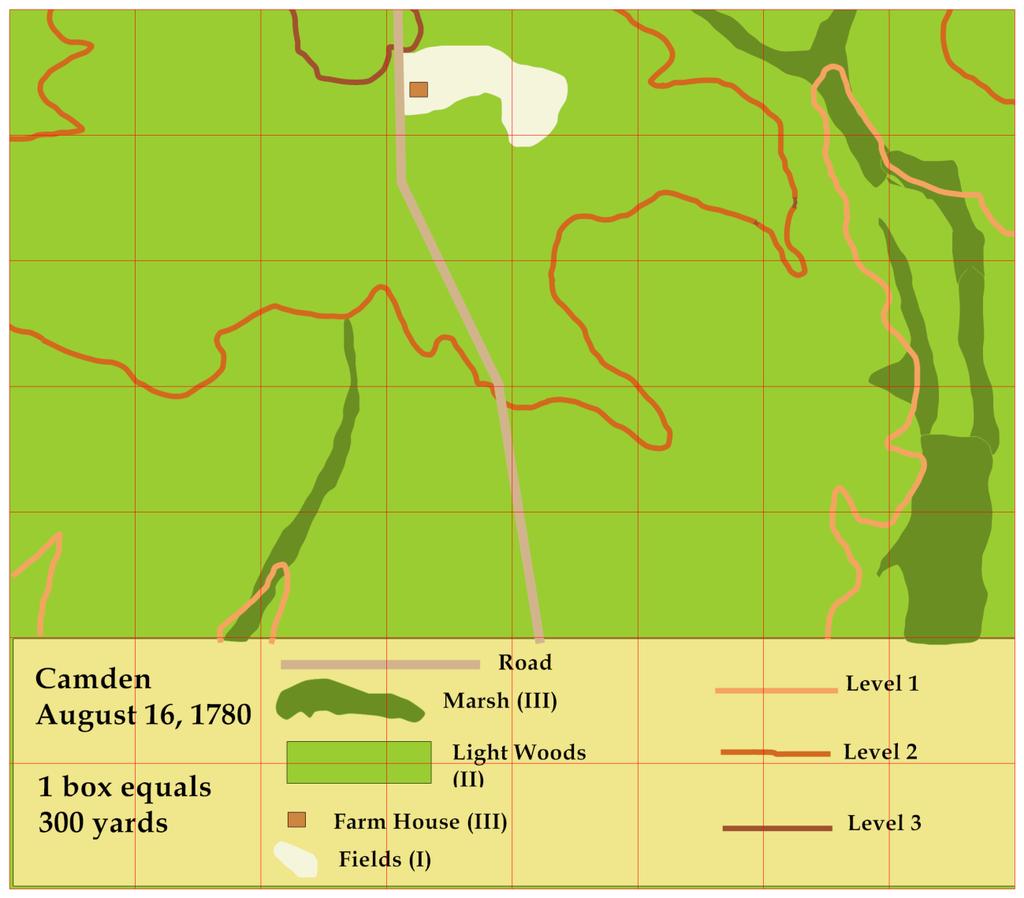 5. Map Size: Each square on the map equals 12" (300 yards x 300 yards using the normal Piquet Field of Battle ground