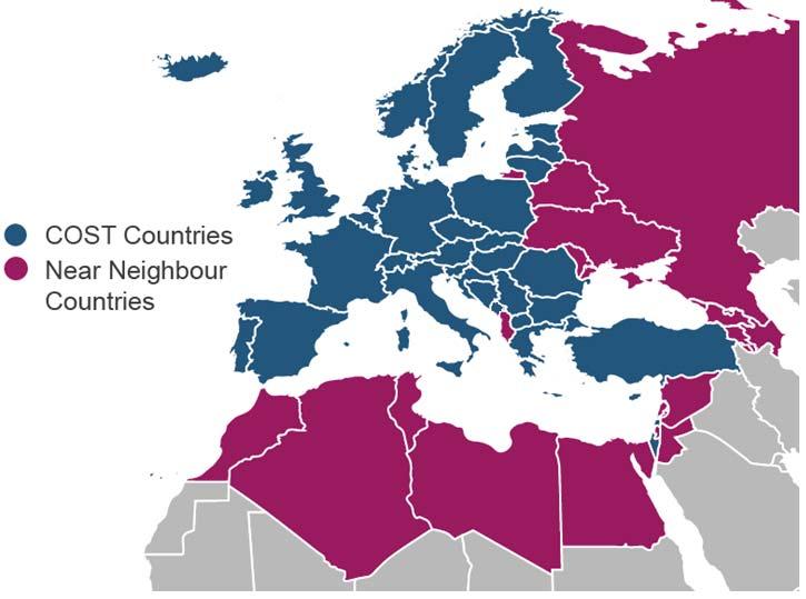COST Near Neighbour Countries 273 participations in running COST Actions across 16 countries Albania (31) Algeria (8) Armenia (15) Azerbaijan (1) Belarus (8) Egypt (9)