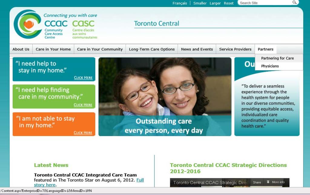 Referral from community Toronto Central CCAC website Then click