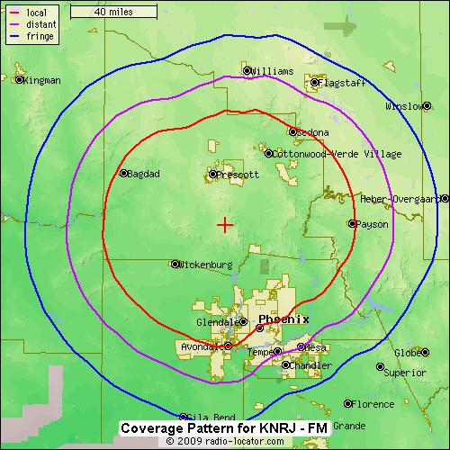 KNRJ-FM COVERAGE MAP Effective Radiated Power 40,000 Watts Height above Avg.