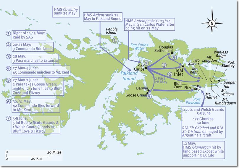 Map 1: British Operations in the Falklands Operation CORPORATE also serves as an example of expeditionary maneuver.