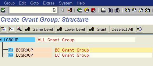Create Grant Groups GM_SETS_GRANT1 A group can be created which groups