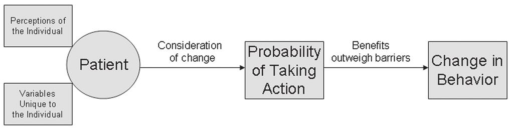 FIGURE 1. Concept of process of change in health behavior based on the conceptions of Hochbaum (1958).