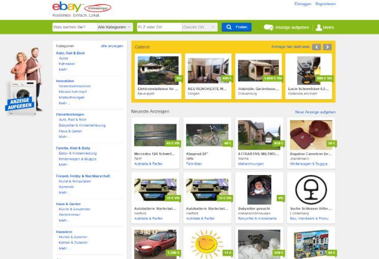 Exclusive Homepage-Billboard Popular Branding-Placement on our ebay Kleinanzeigen Homepage.