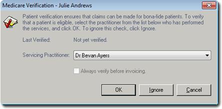 6. The Medicare Verification prompt appears.