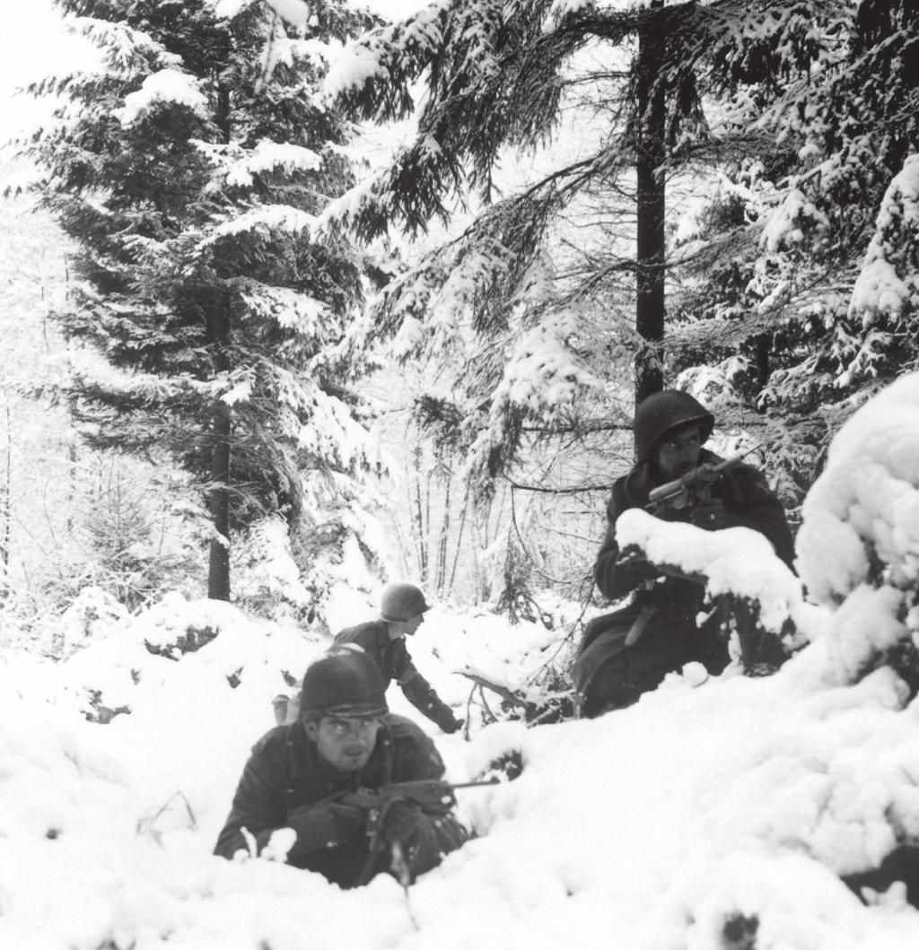 fdr4freedoms 7 D Adolf Hitler s Bold Move: The Battle of the Bulge, December 1944 January 1945 American infantrymen of the 290th Regiment fight in fresh snowfall near Amonines, Belgium, January 4,