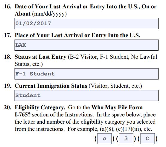 Page 2 I-765 Form: How to Complete Date of most recent U.S.