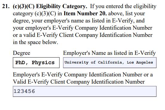 Page 2 I-765 Form: How to Complete E-Verify Identification Number is different than the EIN.