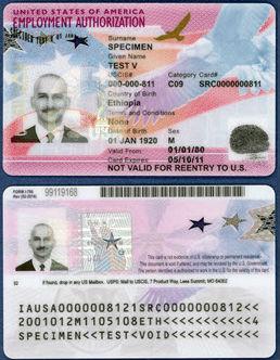 Sample Employment Authorization Document (EAD) Submit copies of the