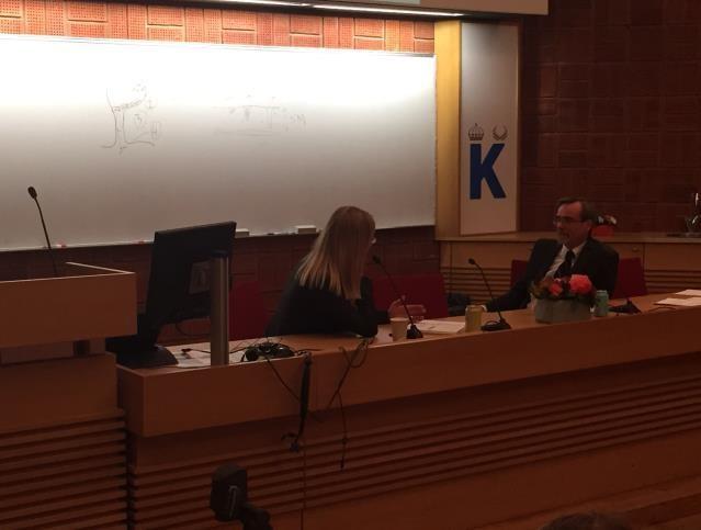 PhD defence on early rectal cancer and screening for colorectal cancer by Deborah Saraste Professor Bob Steele was invited to this session as the external assessor.