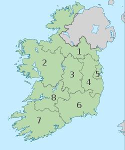 Regional classification: CSO NUTS 3 Border (1) Dublin (5) Mid-East (4) Midland (3) Mid-West (8) South-East (6) South-West (7) West (2) Cavan Dublin City Kildare Laois Clare Carlow Cork City Galway
