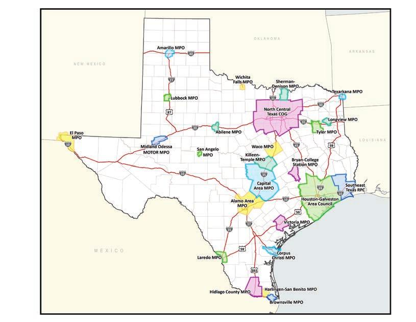 Texas Metropolitan Planning Organizations (MPOs) In response to the need for flexibility, TxDOT develops planning targets based on an anticipated 10-year planning scenario funding forecast.