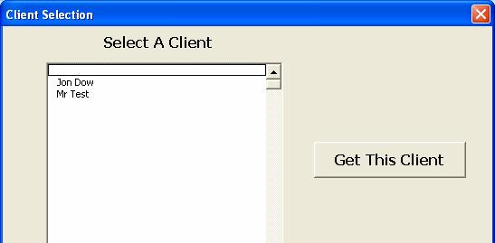 8. When the Client Selection window appears, select the client by clicking their