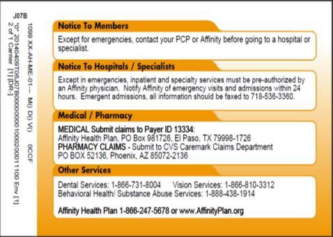 The following mechanisms are available for this purpose: Looking up the Member s eligibility for Medicaid and CHP on the Provider Portal at https://affinityportal.affinityplan.