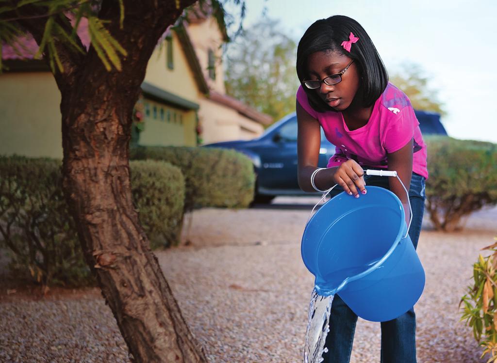 FINDING THE UPSIDE...in a bucket of water. Water conservation is a key environmental priority to save costs and resources, and to ensure clean, fresh water for the future.