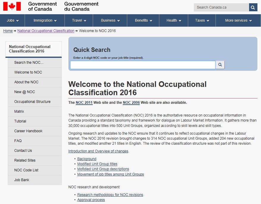 APPENDIX 3: FINDING THE POSITION NOC CODE To find the NOC code for your position, visit the website of the National Occupational Classification (NOC) 2016, the authoritative resource on occupational