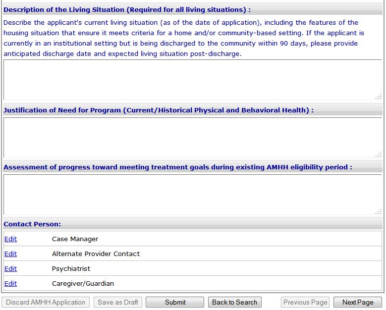 DMHA AMHH Services Section 9: Completing the AMHH Application Figure 7 shows the lower half of the first page of the AMHH application.