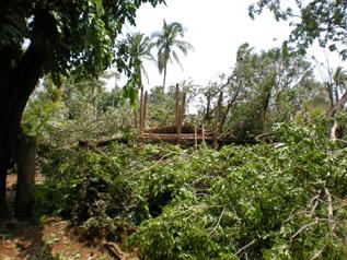 The two photos above, taken on May 4 th 2008 after Cyclone Nargis struck, show village structures in Khaw Po Bpleh village, Bilin township in northern Thaton District that were destroyed during the
