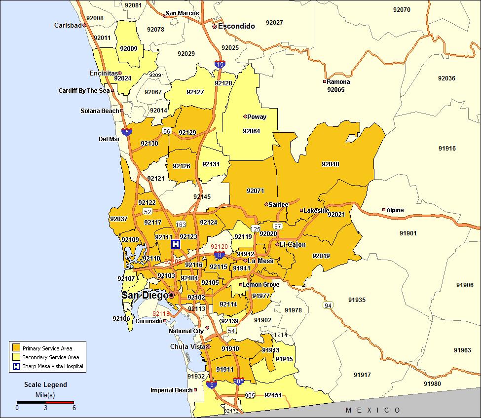 Figure 12: Map of SMC s Primary Communities Map created by Sharp HealthCare Strategic