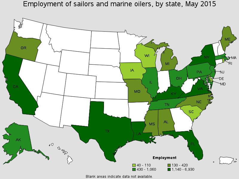 Table 4. Sailor & Marine Oilers Employment by State, May 2015 Table 5. Ship Engineers Employment by State, May 2015 Sustainable Maritime Workforce Complicating Factors The U.S. Bureau of Labor Statistics (BLS) has recognized that maritime positions will be in high demand in the next five years.