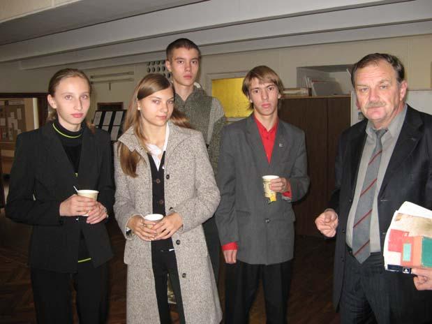 After Poster Session at 8-th International Young Scientists Conference Optics & High Technology Material Science SPO 2007 Secondary school students with Prof. Sergiy M.