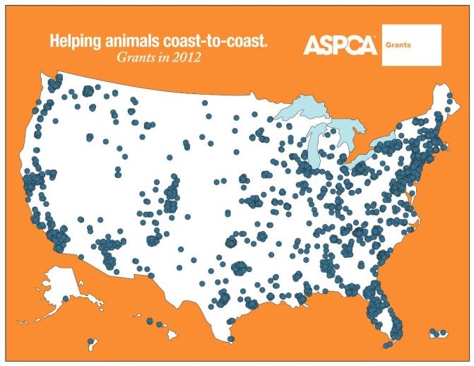 Overview of ASPCA Grants 9 Marked locations represent 2012 ASPCA grantee cities.