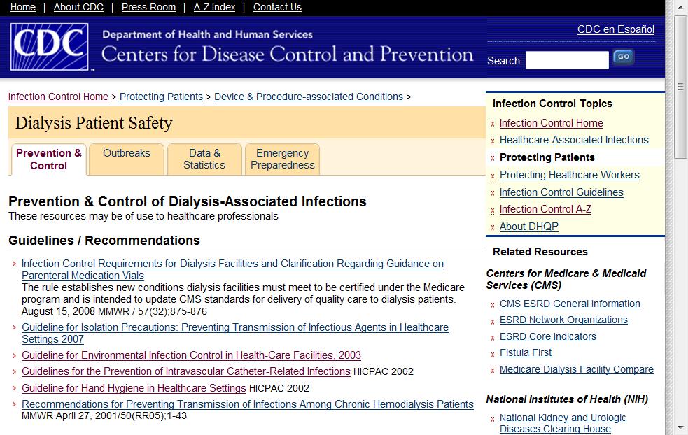 CDC has Dialysis