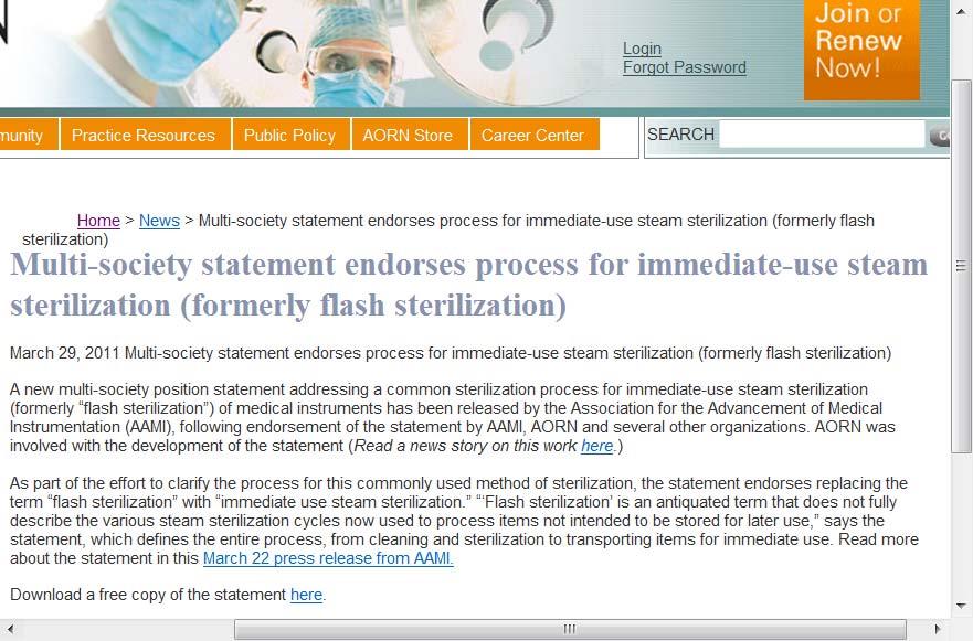 Now Called Immediate-Use Steam http://www.aorn.