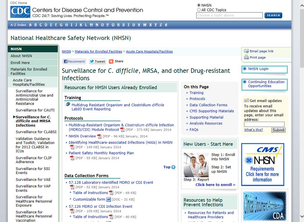 CDC Surveillance for C-Diff, MRSA www.cdc.