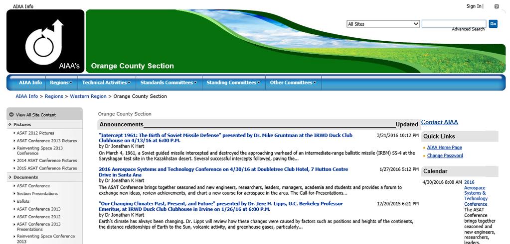 AIAA Orange County Section Website